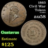 1863 Gustavus Civil War Token Grades Choice AU/BU Slider