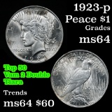 1923-p Top 50 Vam 2 'Doubled Tiara' Peace Dollar $1 Grades Choice Unc
