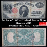 Series of 1917 $1 Legal Tender Note, Signatures of Speelman/White Grades vf++