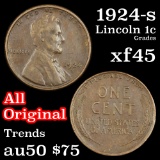 1924-s Lincoln Cent 1c Grades xf+