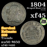 1804 Draped Bust Half Cent 1/2c Grades xf+ (fc)