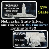 Nebraska 37th State Capital Lincoln - 1 oz Silver Bar (.999 Pure)