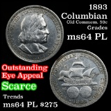 1893 Columbian Old Commem Half Dollar 50c Grades Choice Unc PL