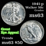 1941-p Walking Liberty Half Dollar 50c Grades Select Unc