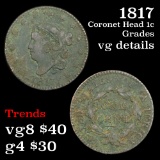 1817 Coronet Head Large Cent 1c Grades vg details