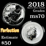 2018 Marvel Black Panther Limited Edition 1 oz. Silver Round Grades ms70, Perfection