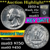 ***Auction Highlight*** 1932-s Washington Quarter 25c Graded Select Unc By USCG (fc)