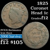 1825 Coronet Head Large Cent 1c Grades f, fine