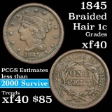 1845 Braided Hair Large Cent 1c Grades xf