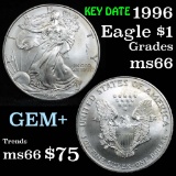 1996 Silver Eagle Dollar $1 Grades GEM+ Unc