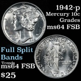 1942-p Mercury Dime 10c Grades Choice Unc FSB