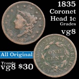1835 Coronet Head Large Cent 1c Grades vg, very good