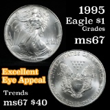1995 Silver Eagle Dollar $1 Grades GEM++ Unc