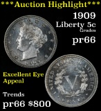 ***Auction Highlight*** 1909 Liberty Nickel 5c Grades GEM+ Proof (fc)