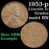 1953-p Lincoln Cent 1c Grades Choice Unc BN