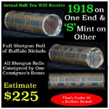Full roll of Buffalo Nickels, 1918 on one end & a 's' Mint reverse on other end (fc)