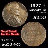 1927-d Lincoln Cent 1c Grades AU, Almost Unc