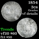 1854 3 Cent Silver 3cs Grades vf details