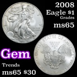 2008 Silver Eagle Dollar $1 Grades GEM Unc