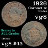 1826 Coronet Head Large Cent 1c Grades vg, very good