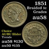 1851 Braided Hair Large Cent 1c Grades Choice AU/BU Slider