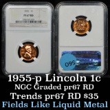 NGC 1955-p Lincoln Cent 1c Graded pf67 RD By NGC
