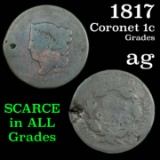 1817 Coronet Head Large Cent 1c Grades ag, almost good