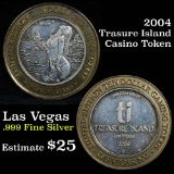 2004 Treasure Island .6 oz .999 fine silver center Casino Token Grades