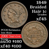 1849 Braided Hair Large Cent 1c Grades xf+
