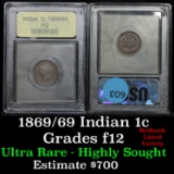 ***Auction Highlight*** 1869/69 Indian Cent 1c Graded f, fine by USCG (fc)