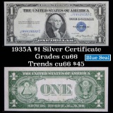 1935A $1 Blue seal Silver certificate Grades Gem+ CU