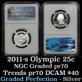 NGC 2011-s Olympic Silver Washington Quarter 25c Graded pf70 DCAM By NGC