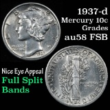 1937-d Mercury Dime 10c Grades Choice AU/BU Slider FSB