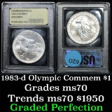 ***Auction Highlight*** 1983-d Olympics Modern Commem Dollar $1 Graded ms70, Perfection by USCG (fc)