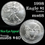 1998 Silver Eagle Dollar $1 Grades GEM+++ Unc