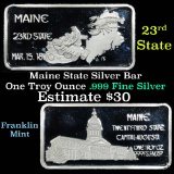 Maine 23rd State Capitol Augusta - 1 oz Silver Bar (.999 Pure)