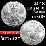 2018 Silver Eagle Dollar $1 Grades Near perfection, Gem++