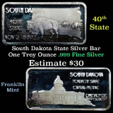 South Dakota 40th State Capital Pierre - 1 oz Silver Bar (.999 Pure)