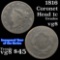 1816 Coronet Head Large Cent 1c Grades vg, very good