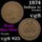 1874 Indian Cent 1c Grades vg, very good