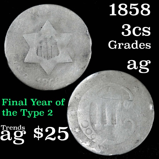 1858 3 Cent Silver 3cs Grades ag