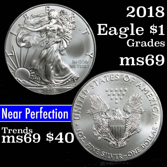 2018 Silver Eagle Dollar $1 Grades ms69