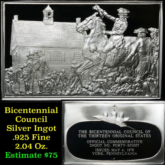 Bicentennial Council 13 orig States  #48, Congress Approves Treaties w/France - 1.84 oz silver