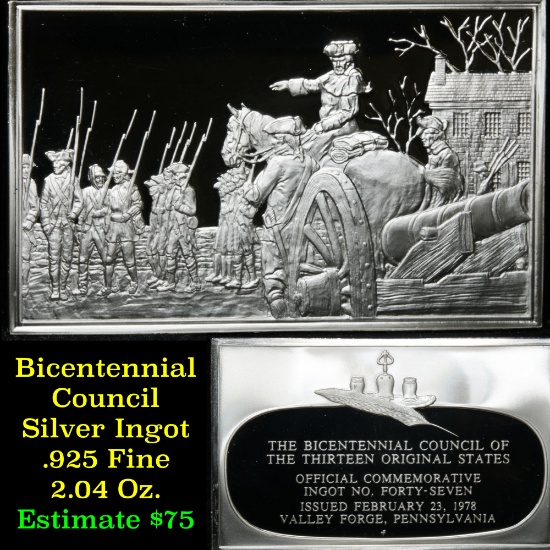Bicentennial Council 13 orig States #47, Von Steuben Joins Washington - 1.84 oz silver