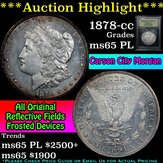 ***Auction Highlight*** 1878-cc Morgan Dollar $1 Graded GEM Unc PL By USCG (fc)