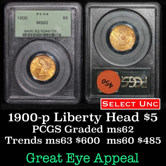 ***Auction Highlight*** OGH NGC 1900-p Gold Liberty Half Eagle $5 Graded ms62 by NGC (fc)