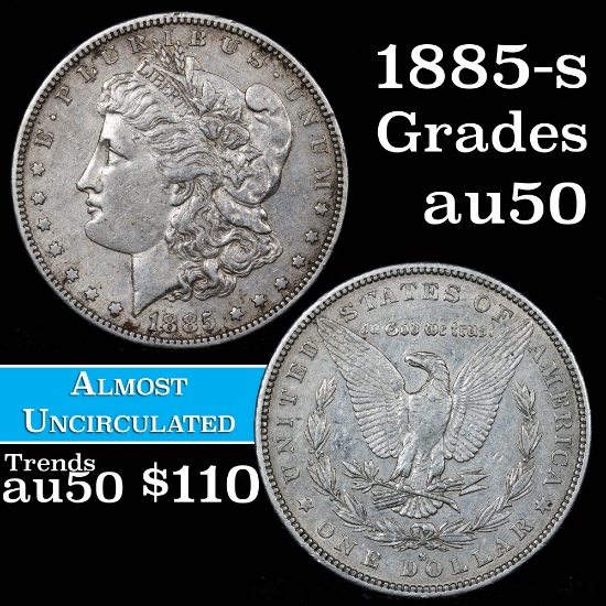 1885-s Morgan Dollar $1 Grades AU, Almost Unc