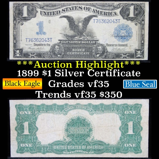 ***Auction Highlight*** 1899 $1 Large Size "Black Eagle" Silver Certificate Grades vf++ (fc)