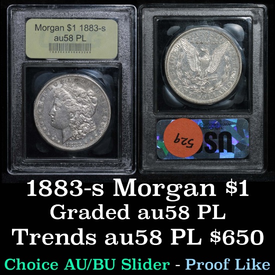 ***Auction Highlight*** 1883-s Morgan Dollar $1 Graded Choice AU/BU Slider PL by USCG (fc)