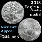2018 Silver Eagle Dollar $1 Grades GEM+++ Unc